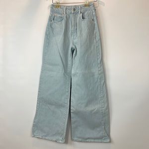 Zara Womens Lt Blue Wide Leg High Rise Jeans Sz 2